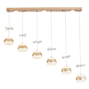 超亮长条餐厅灯吊灯现代简约轻奢创意六头中山灯具吧台饭厅餐桌灯