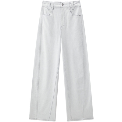 【商场同款】乐町白色香蕉裤秋冬新款宽松阔腿牛仔裤女C2HAF4261