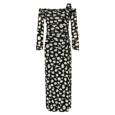 [弹力网纱]DVF2026春夏新款一字肩绿白波点玫瑰收腰连衣裙DL1U007