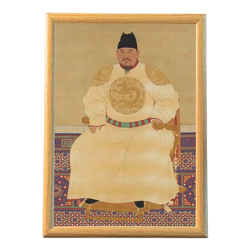 朱元璋画像木质摆台相框供奉