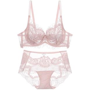 【套装】LACLOVER兰卡文秘密恋歌蕾丝性感薄杯文胸内裤女套装