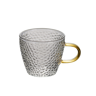 加厚耐热锤纹玻璃品茗杯小茶杯带把杯功夫茶具套装家用水杯子茶碗