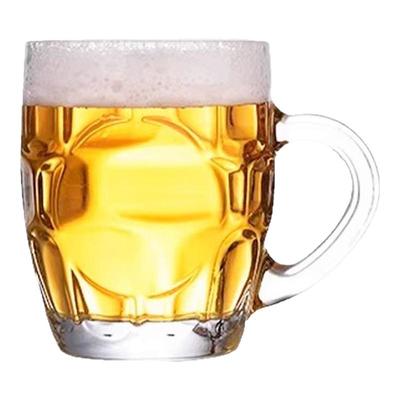 玻璃扎啤杯菠萝杯玻璃杯把手杯