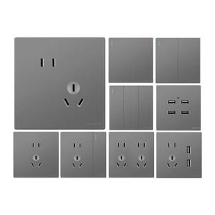 粤奇胜A20灰色86型开关插座面板一开二三插带USB口多孔家用暗装