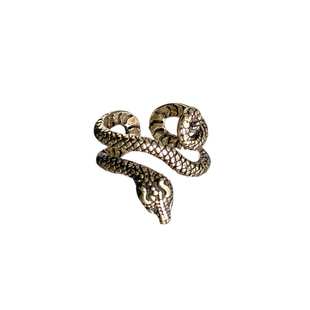 CHEALIMPID/.灵蛇缠绕古铜金开口戒指暗黑风小众设计夸张潮流男女