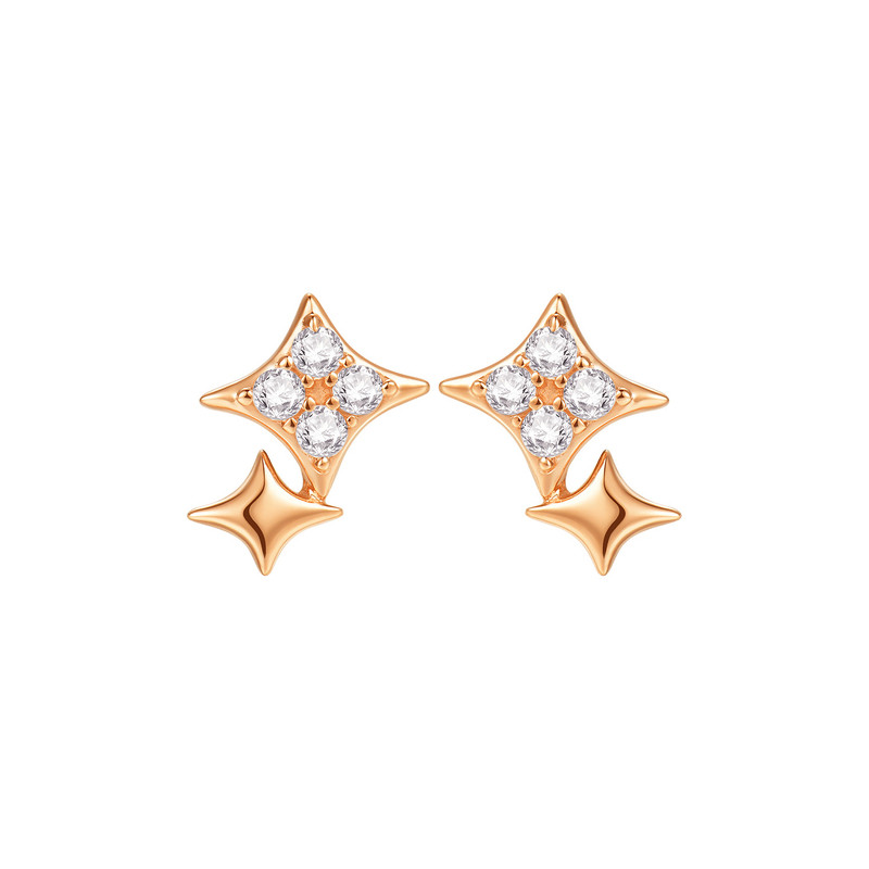明牌珠宝碎星棱光18K金耳钉