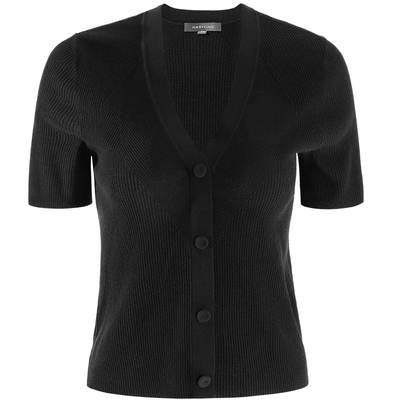 玛俪琳粘纤纽扣V领开衫