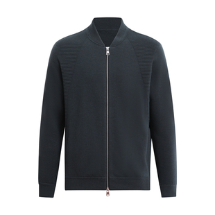 【棒球领纯羊毛】德国扬子纱棒球领双拉链羊毛衫云杉绿