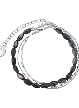 pn女生月亮贝母吊坠双层设计手链