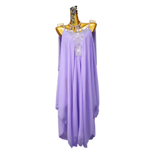 2026新款紫色拉丁舞比赛连衣裙伦巴舞蹈表演出服装专业飘裙摆花服