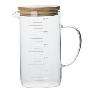 高硼硅玻璃杯带刻度计量杯烧杯微波炉电陶炉带把带盖牛奶杯早餐杯