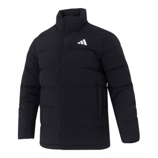 阿迪达斯羽绒服男款冬季新款黑色防风立领夹克保暖加厚运动服外套