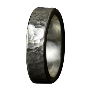 波点锤纹纯手工不规则捶打陨坑戒指定制S999纯银古法男女复古指环