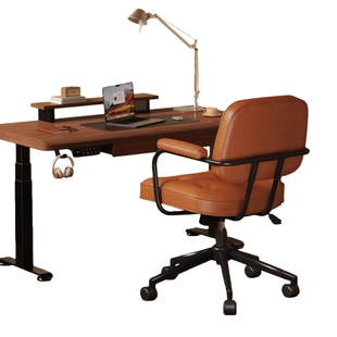 安居客真皮电脑椅家用人体工学椅子靠背椅卧室书桌办公椅舒服久坐