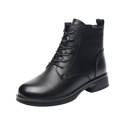 奥康 女鞋秋冬季保暖女士靴子厚底英伦风马丁靴真皮加绒加厚短靴L