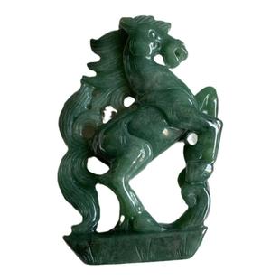 缅甸玉缅甸天然A货翡翠摆件老料满绿色一马平川龙马精神马到功成