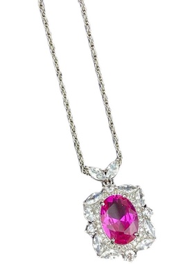 莫桑石玫瑰红宝石戒指女