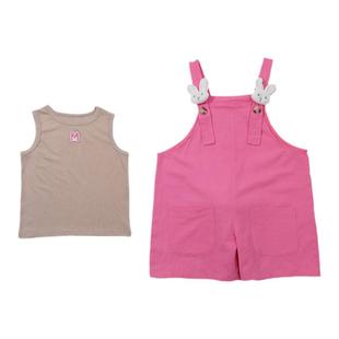 女童背带裤套装夏季2023新款韩版宝宝无袖上衣洋气时髦网红二件套