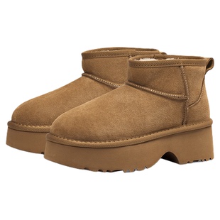 KISSCAT接吻猫秋季新款厚底增高时尚雪地靴女厚底增高美拉德冬靴