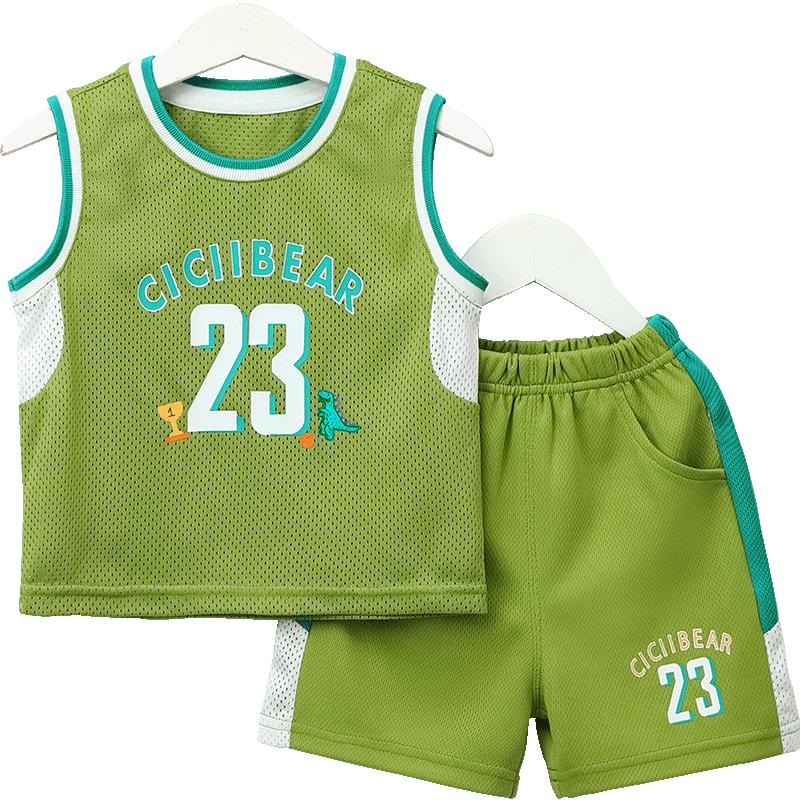 齐齐熊夏季宝宝运动服篮球套装