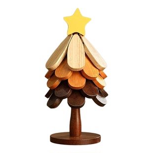 圣诞树隔热垫创意餐垫桌杯垫实木防烫耐高温锅垫餐边柜摆件装饰品