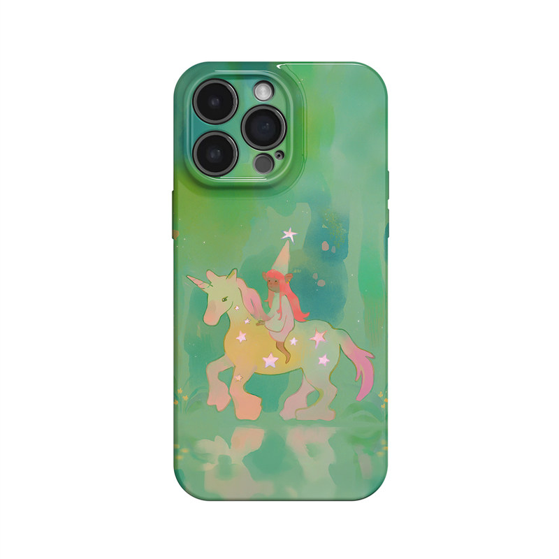 独角兽精灵~梦幻油画少女适用iPhone16promax手机壳苹果13华为pura70小米15opporeno14荣耀400iqoo13红米k80