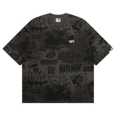Aape猿人涂鸦做旧效果短袖T恤