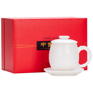 羊脂玉陶瓷茶杯过滤茶水分离杯