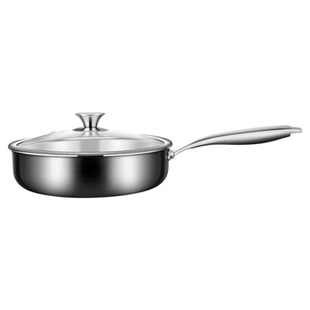 铿锵无涂层平底锅316不锈钢家用不粘锅电磁炉烙饼牛排辅食煎蛋锅