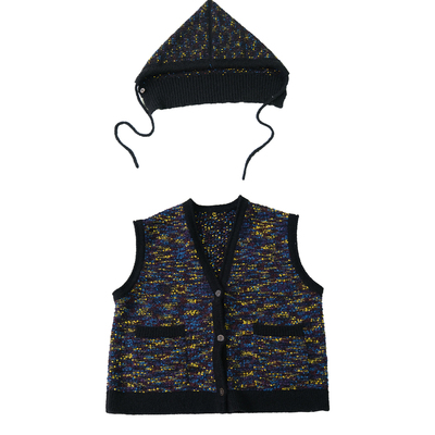 彩纱V领毛线马甲防风保暖F-173