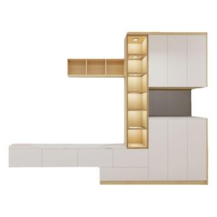 香港东涌公屋定制家私订造C字电视衣柜一体榻榻米小户型装修设计