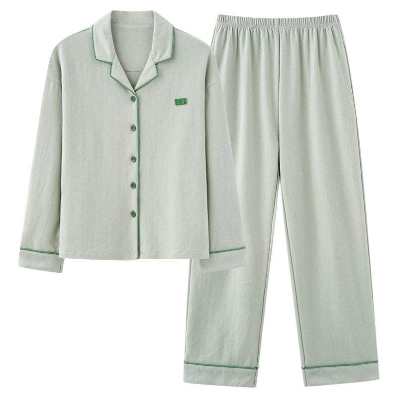 100%纯棉长袖长裤情侣睡衣男女士韩版新款高档全棉家居服可外穿冬