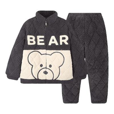 新款三层夹棉睡衣套装