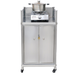 可移动煤气罐置物架围挡款带柜门不锈钢灶台架子落地式带门可上锁