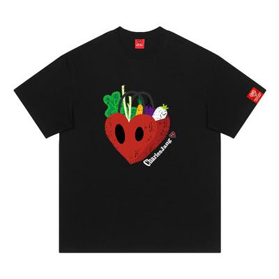 查尔斯桃心爱心蔬菜篮印花短袖