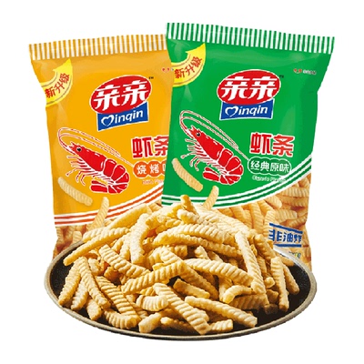 亲亲虾条原味烧烤味膨化80g×2包