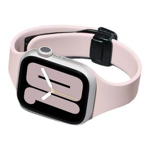 适用applewatchS11硅胶折叠磁吸表带9/8小蛮腰苹果手表S10表带腕带iwatch7/6/5/4/SE表带41/40mm运动防水女夏