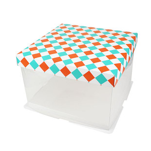 生日蛋糕盒6寸8寸10寸12寸三合一双层加高透明芭比方形包装纸盒