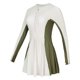 B.Duck连体泳衣女保守新款微胖女孩遮肉大码长袖防晒裙子游泳衣