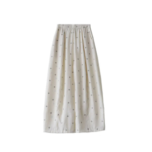 米白色印花亚麻阔腿裤女夏季大码冰丝弯刀裤老钱风今年流行梧桐裤