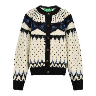 【现货】GROVE EDGE韩国设计师 秋冬新款 北欧风彩色拼色针织开衫