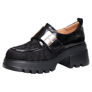 特价KISSCAT接吻猫2025新中式厚底乐福鞋漆皮魔术贴鞋KA54580-50