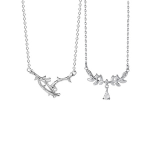 原创连理枝情侣款纯银项链男女一对高级感刻字定制轻奢不掉色吊坠