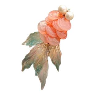 超仙金鱼锦鲤古风发夹女2025新款中式国风侧边碎发夹汉服拍照头饰