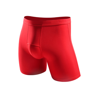 男士大红色运动内裤男士莫代尔抗菌本命年平角加长防磨腿大码短裤