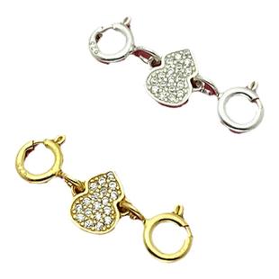 s925纯银葫芦双扣项链连接扣子微镶双头弹簧扣延长扣diy串珠扣头