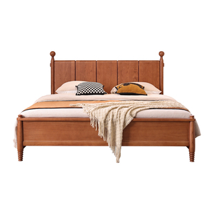 政府补贴白蜡木中古风床全实木1.8米双人床主卧现代大户型复古床