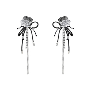 MASW麻秀原创设计荆棘系列暗黑撞色玫瑰花耳环甜酷蝴蝶结流苏耳饰