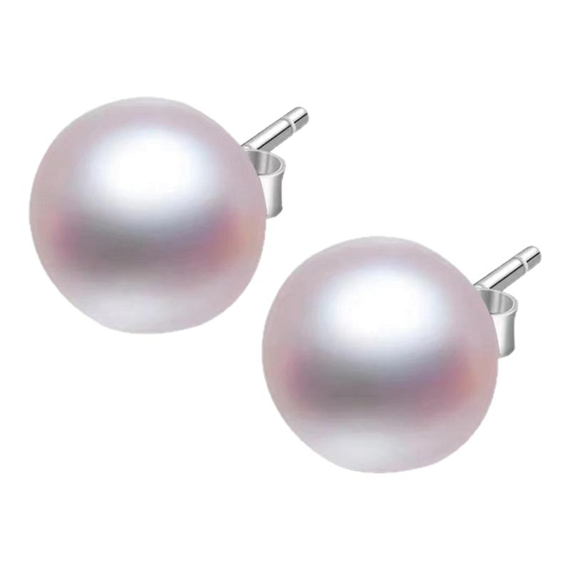 正品天然珍珠耳环耳钉 白色正品强光925银耳饰 包邮