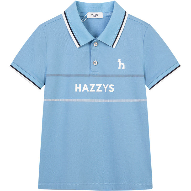 hazzys哈吉斯童装男童POLO衫2026夏新中大童翻领珠地网眼短袖T恤